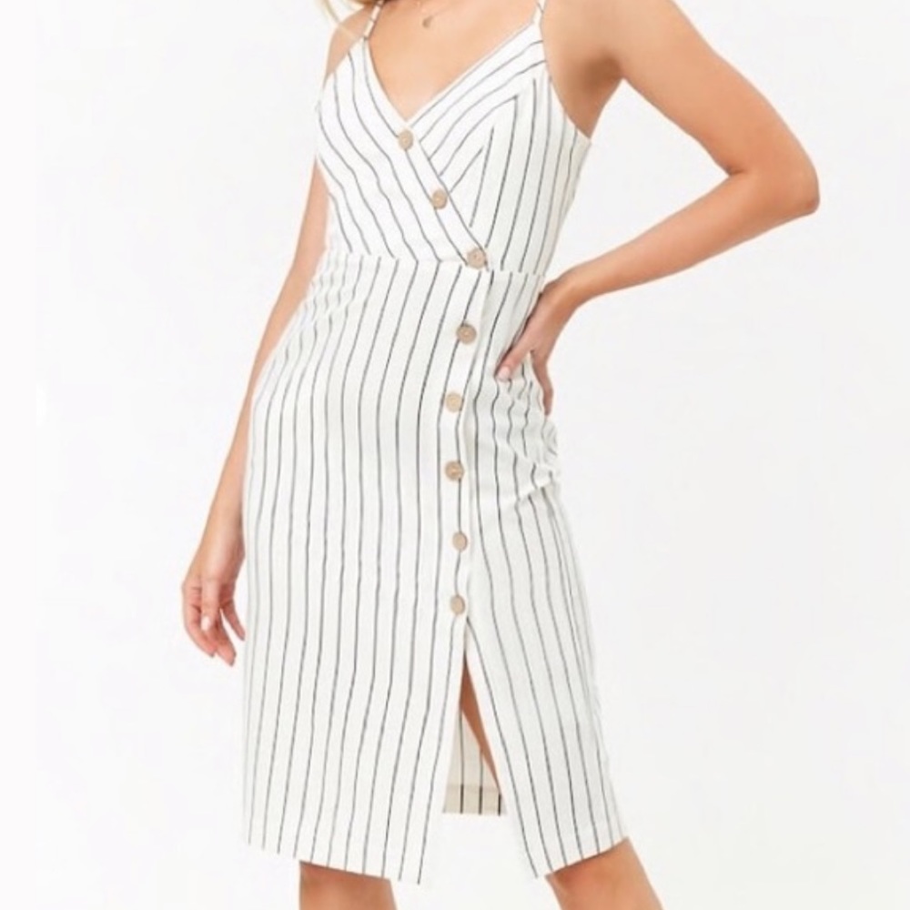 Forever 21 Striped Front Button Dress